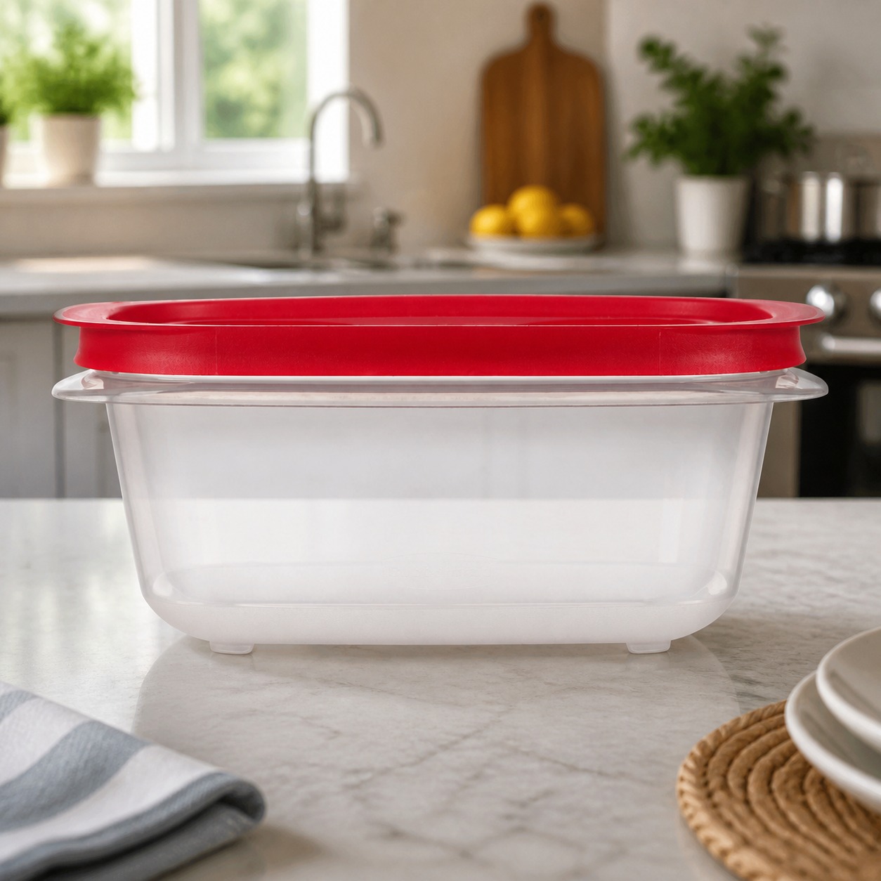 Meal Prep Kitchen - Czerwony prostokątny pojemnik na żywność z