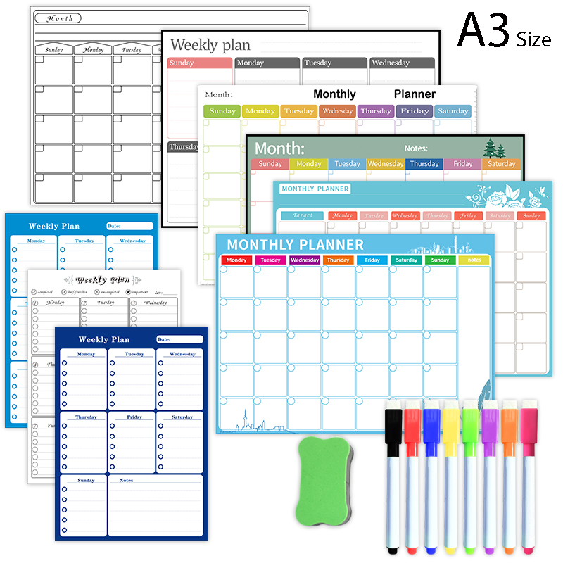 Meal Prep Planner - Magnetyczny tygodniowy planer miesięczny Kalendarz Stół