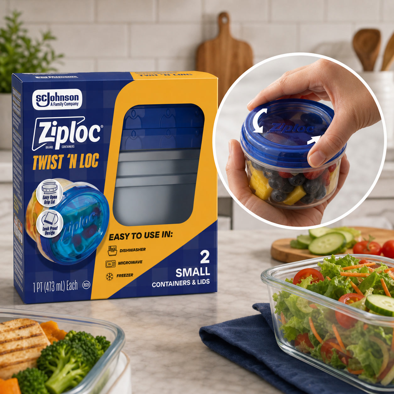 Meal Prep Kitchen - 2-częściowe małe pojemniki na żywność z