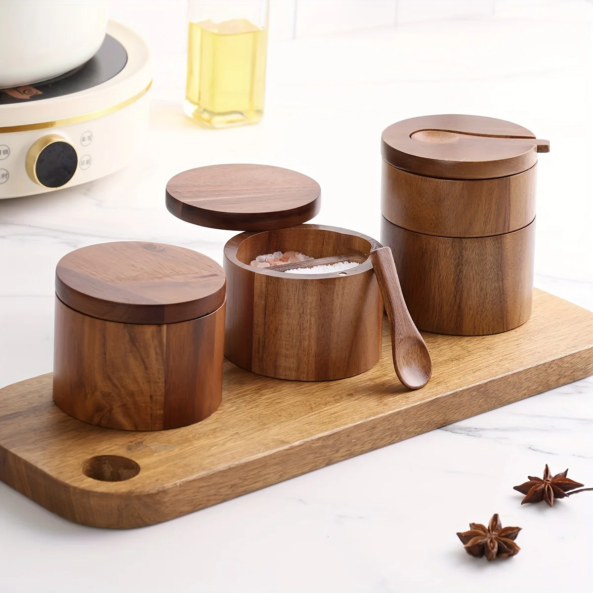 Herb Keeper Bottle - Słoik na sól z drewna akacjowego