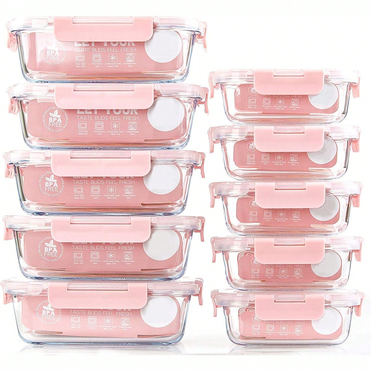 Meal Prep Kitchen - 10 sztuk szklanych pojemników do przygotowywania