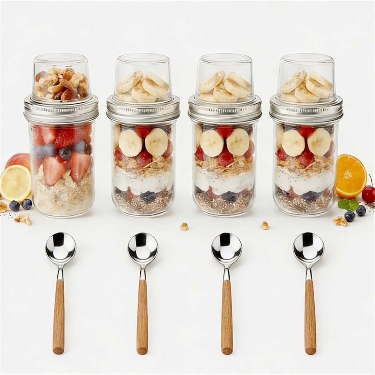 Meal Prep Overnight Oats - Pojemniki na Overnight Oats z pokrywkami,